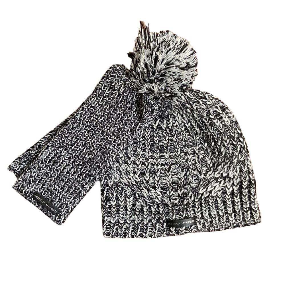 Rebecca Minkoff Marbled Beanie Hand Arm Warmer Set NWOT